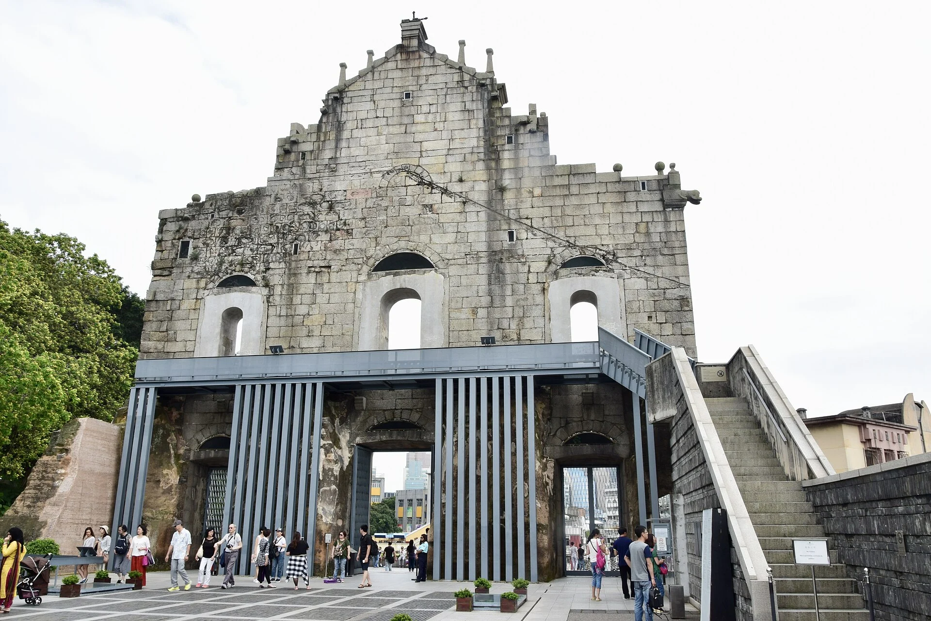 Historic stone facade of the Ruins of Saint Paul’s, Macao